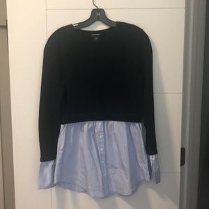 Faux cropped sweater with built in layered shirt
